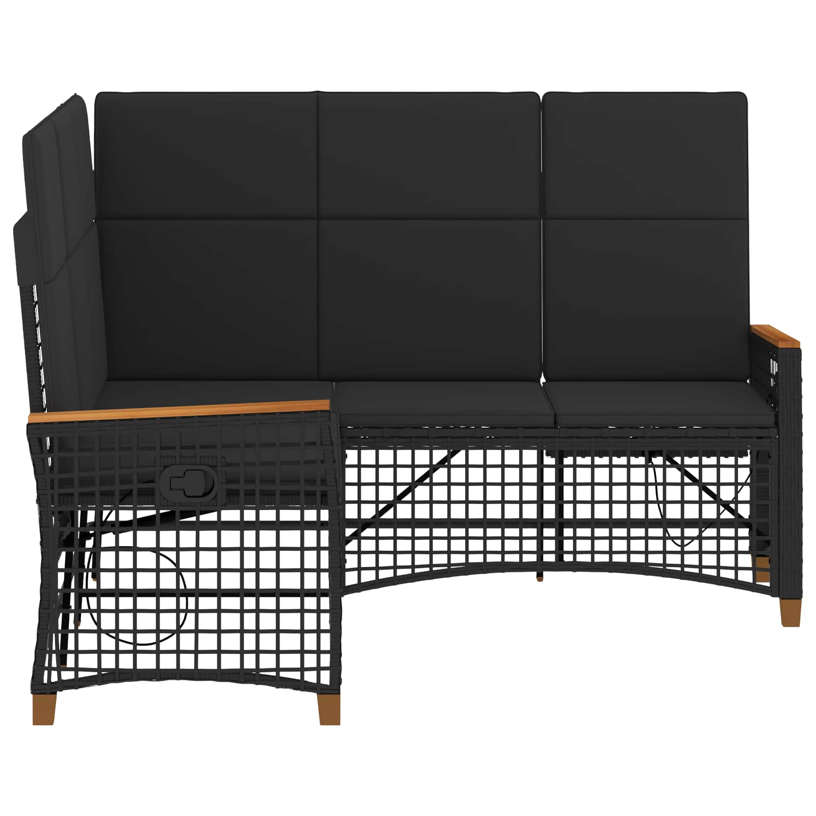 Garten Liegesofa Set Verstellbar Schwarz 164 x 164 x 112 cm