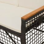Garten Liegesofa Set Schwarz und Cremeweiß 164 x 164 x 112 cm