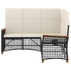 Garten Liegesofa Set Schwarz und Cremeweiß 164 x 164 x 112 cm