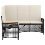 Garten Liegesofa Set Schwarz und Cremeweiß 164 x 164 x 112 cm