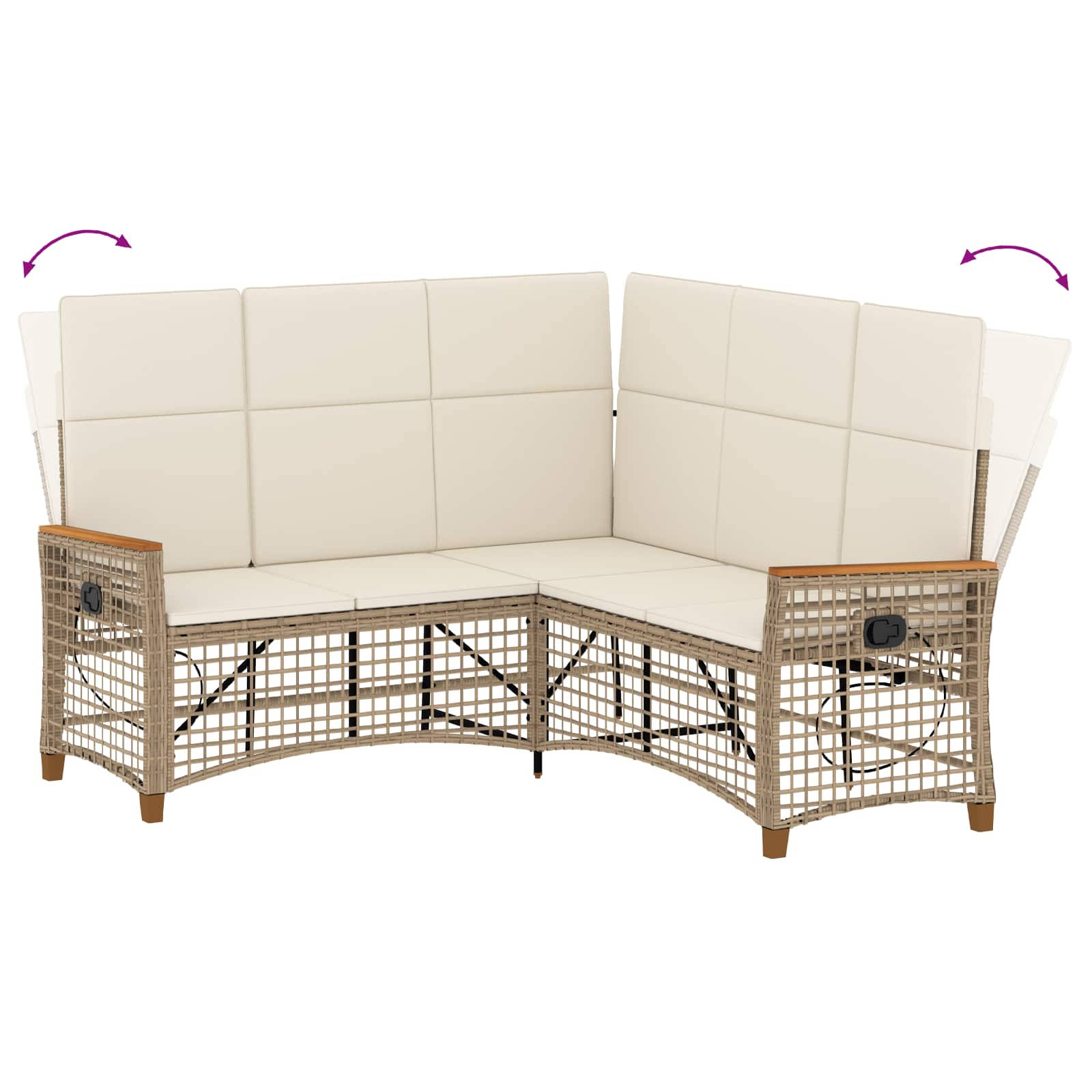 Garten Liegesofa Set Beige und Cremeweiß 164 x 164 x 112 cm