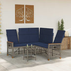Garten Liegesofa Set Grau und Marineblau 164 x 164 x 112 cm
