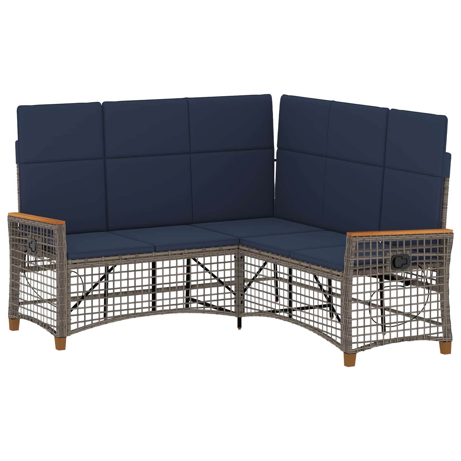 Garten Liegesofa Set Grau und Marineblau 164 x 164 x 112 cm