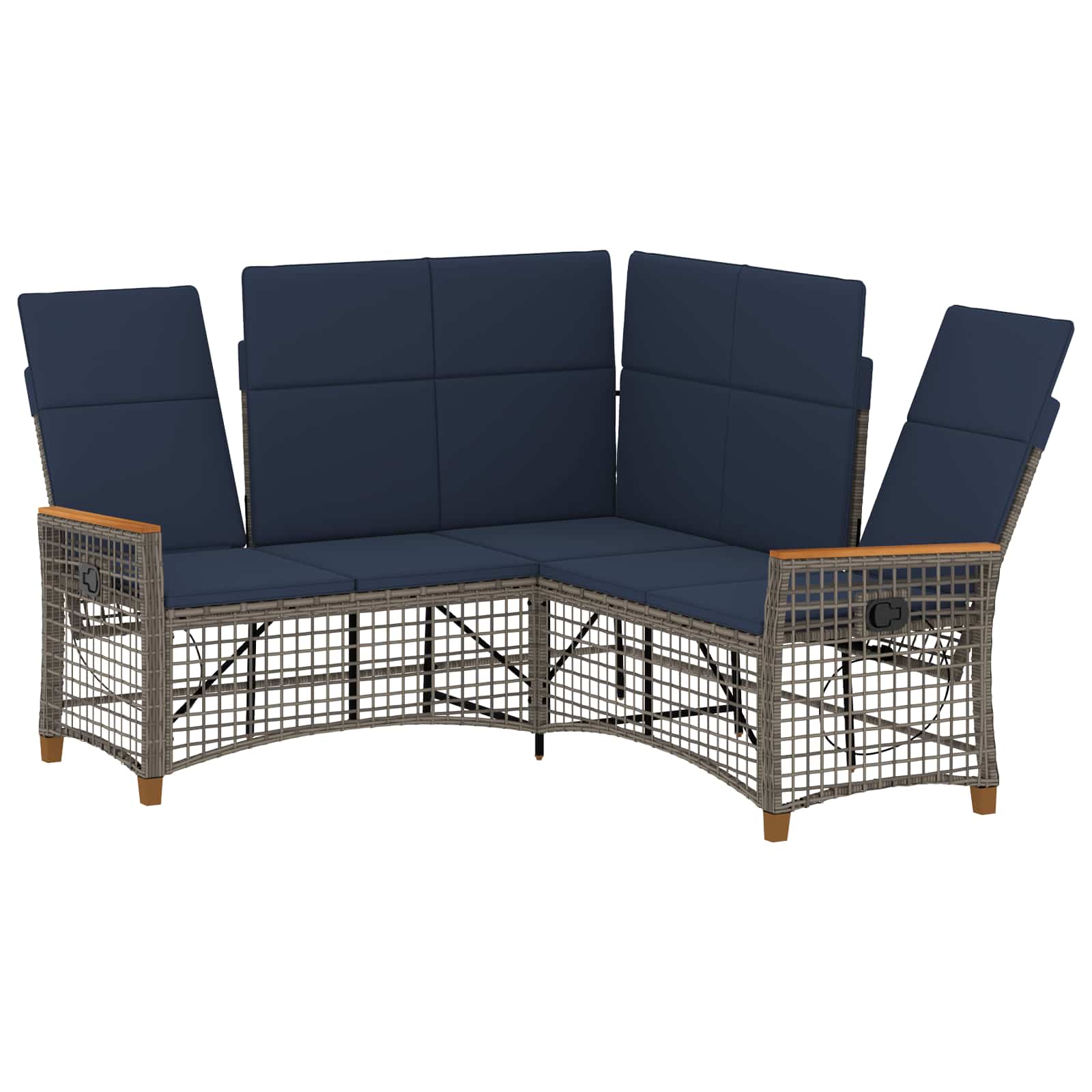 Garten Liegesofa Set Grau und Marineblau 164 x 164 x 112 cm