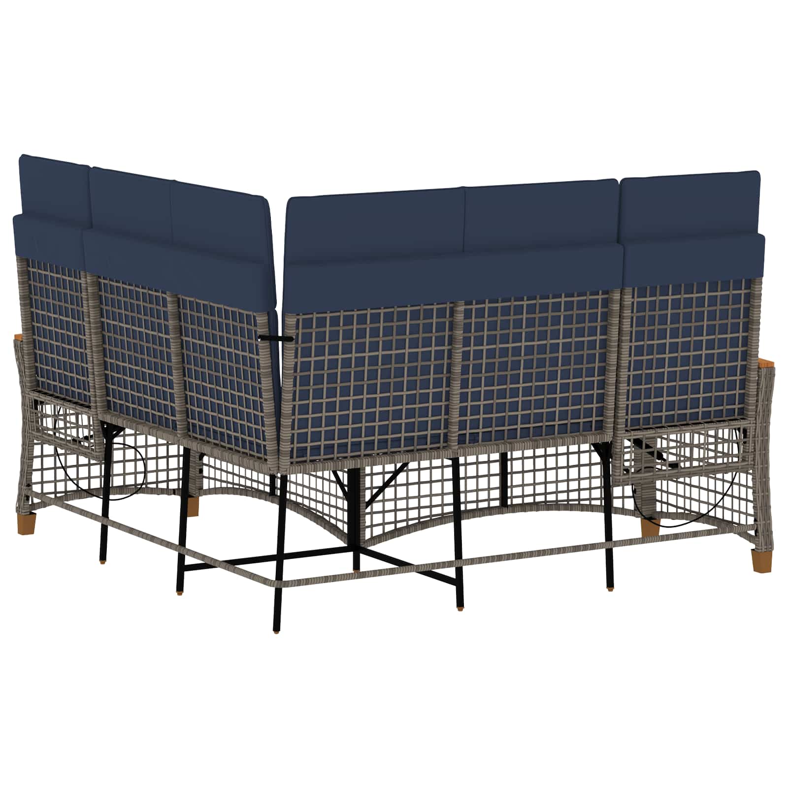 Garten Liegesofa Set Grau und Marineblau 164 x 164 x 112 cm