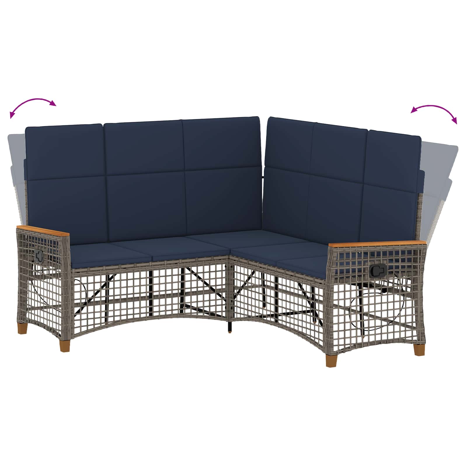 Garten Liegesofa Set Grau und Marineblau 164 x 164 x 112 cm