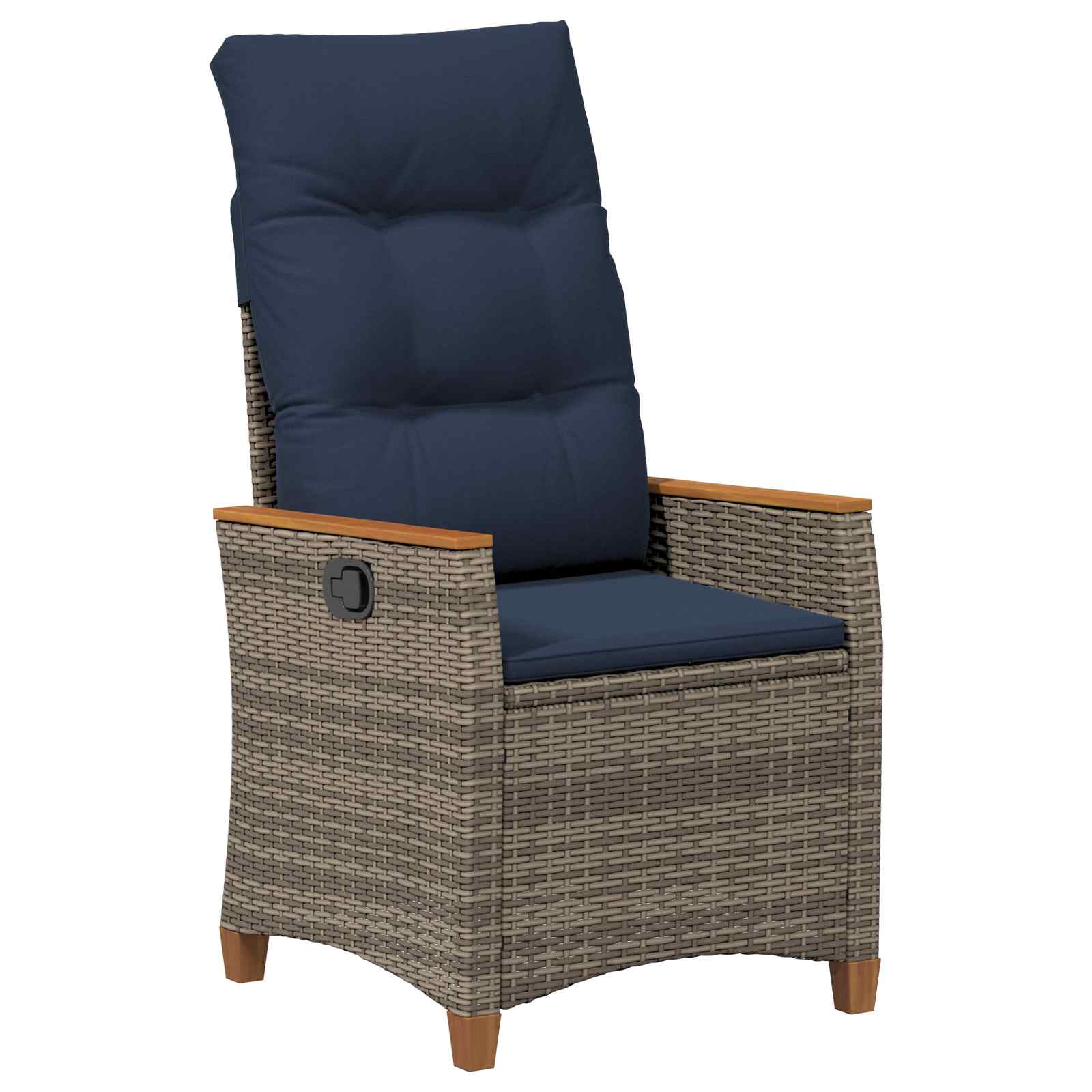 Verstellbarer Gartenstuhl Grau und Marineblau Poly-Rattan