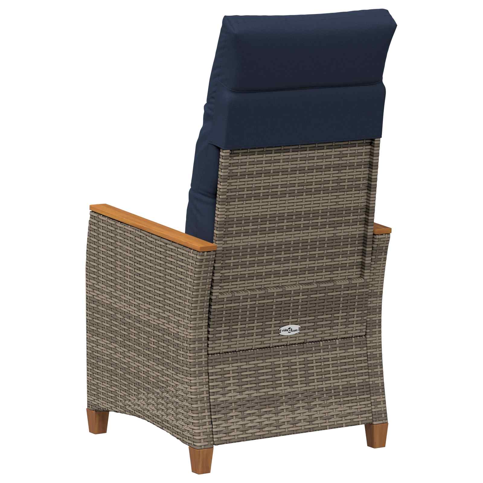 Verstellbarer Gartenstuhl 2 pcs Grau und Marineblau Poly-Rattan
