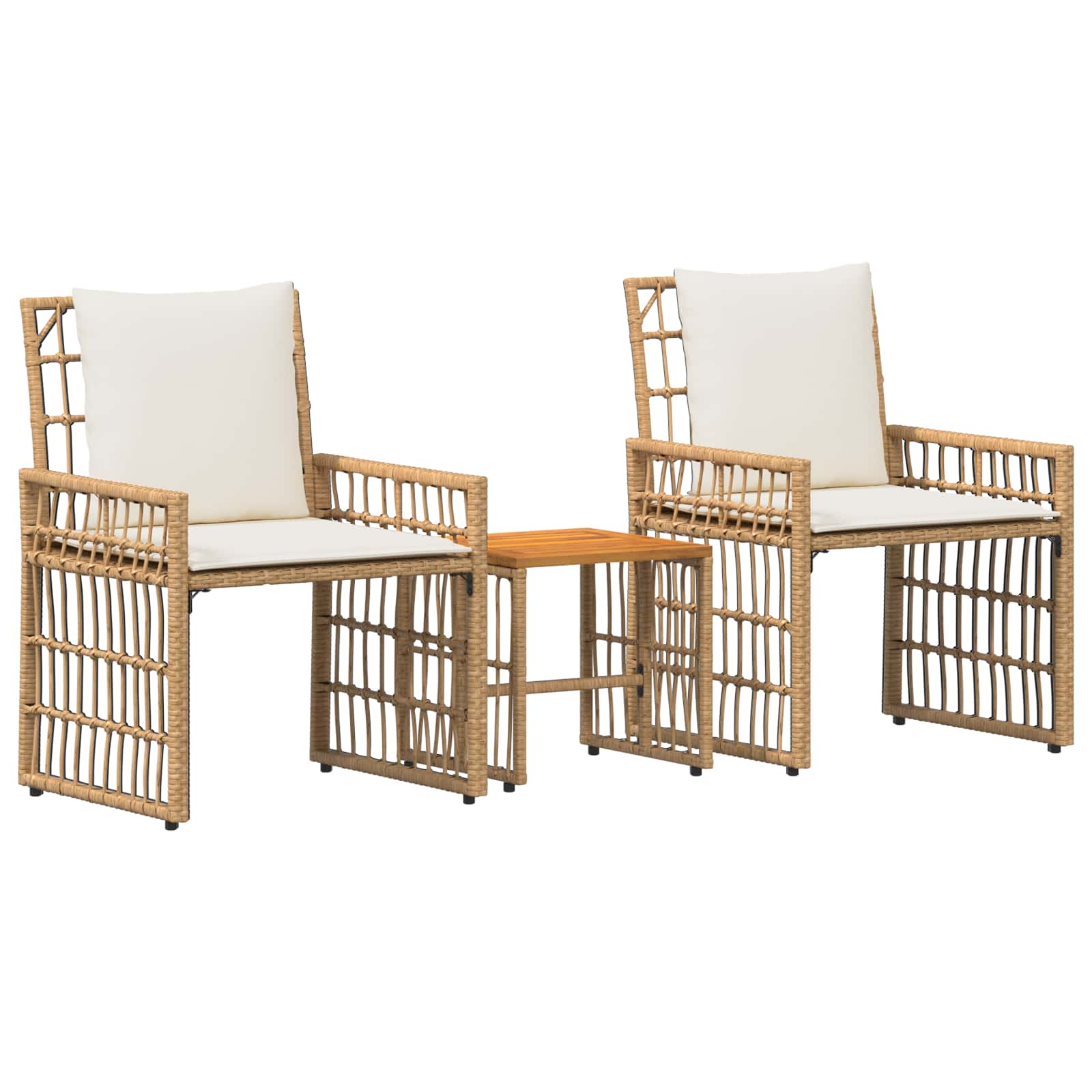 Gartenmöbel Set 3 pcs Natürlich und Cremweiß