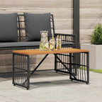 Tisch für Outdoor Schwarz 80 x 40 x 40 cm Stahl und Poly Rattan