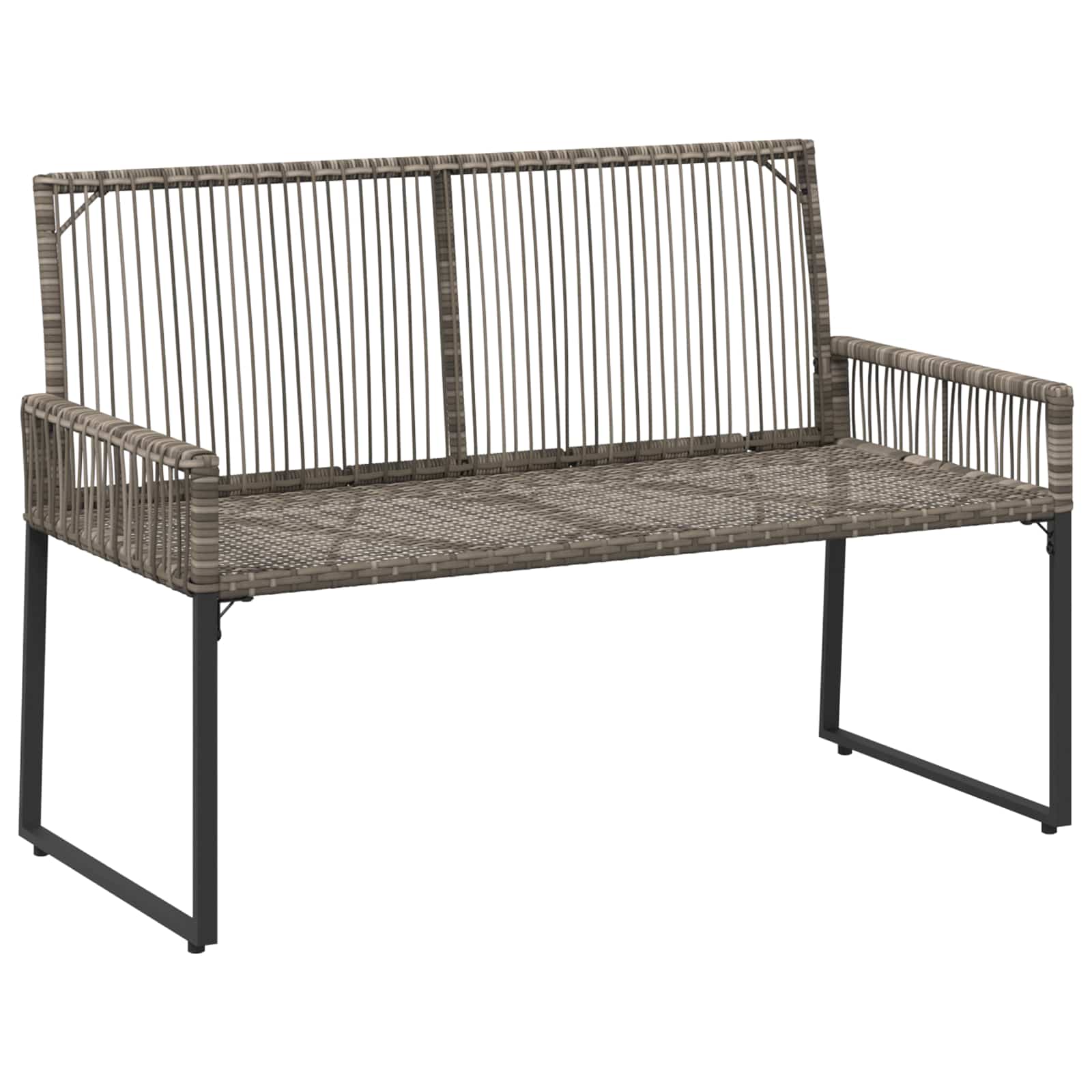 Gartenmöbel Set 9 pcs Grau und Marineblau Poly-Rattan