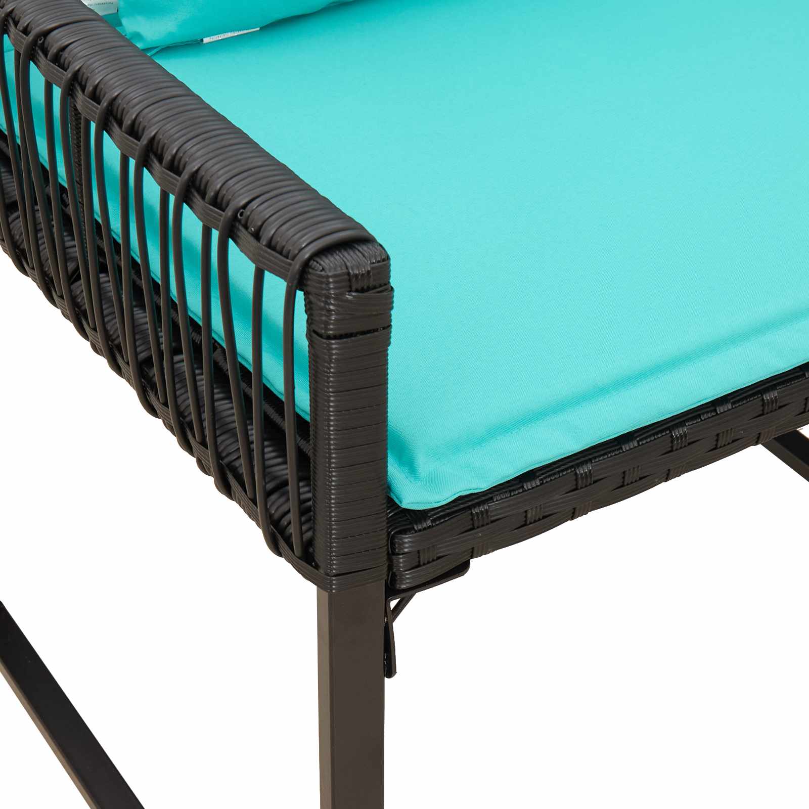 Gartenmöbel Set mit Kissen 9 pcs Schwarz und Türkis Poly-Rattan