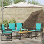 Gartenmöbel Set mit Kissen 9 pcs Schwarz und Türkis Poly-Rattan