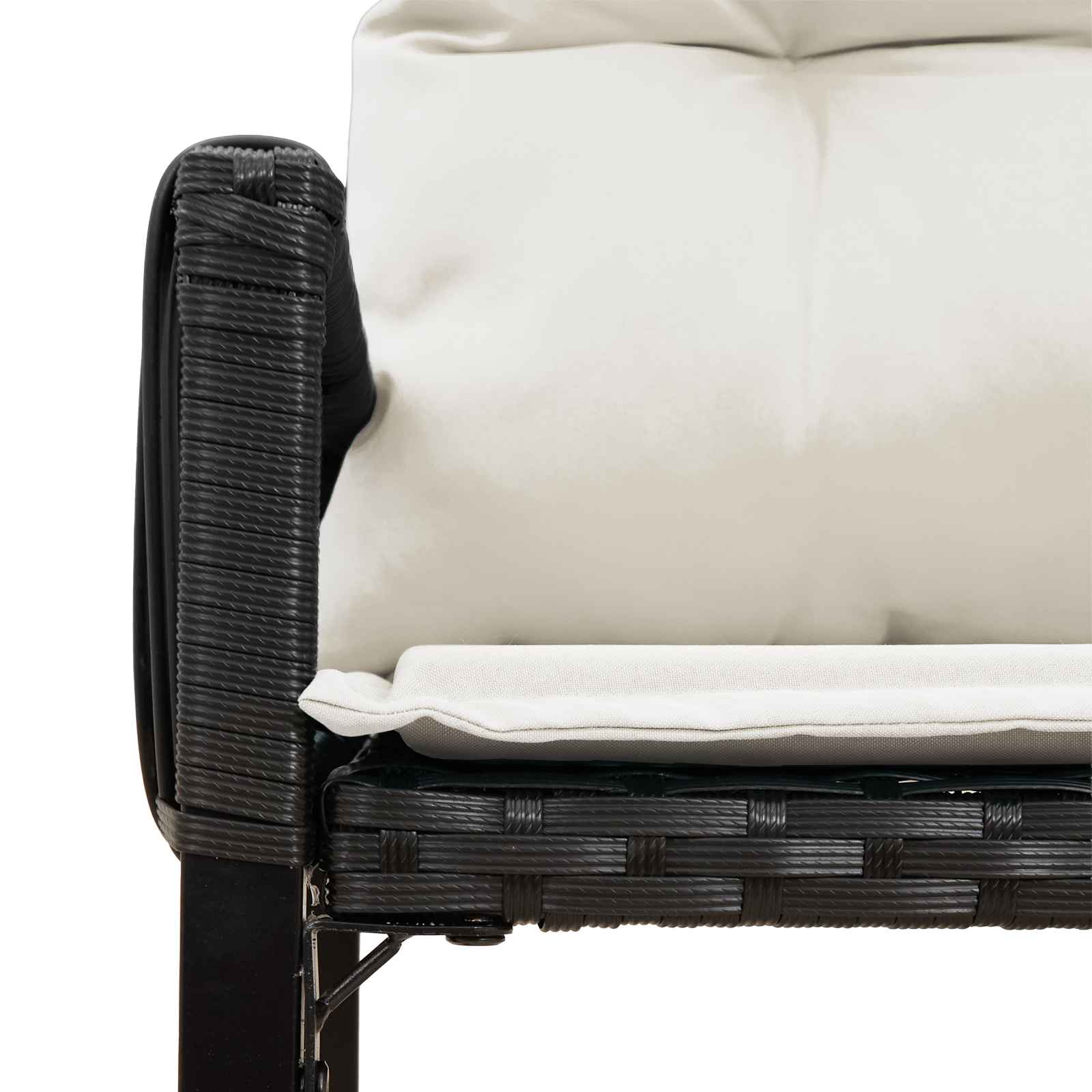 Gartenmöbel Set 7 pcs Schwarz und Cremeweiß Poly-Rattan