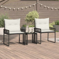 Gartenmöbel Set 7 pcs Schwarz und Cremeweiß Poly-Rattan