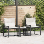 Gartenmöbel Set 7 pcs Schwarz und Cremeweiß Poly-Rattan