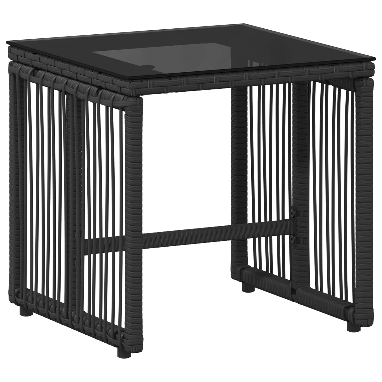 Gartenmöbel Set 7 pcs Schwarz und Cremeweiß Poly-Rattan