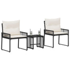 Gartenmöbel Set 7 pcs Schwarz und Cremeweiß Poly-Rattan