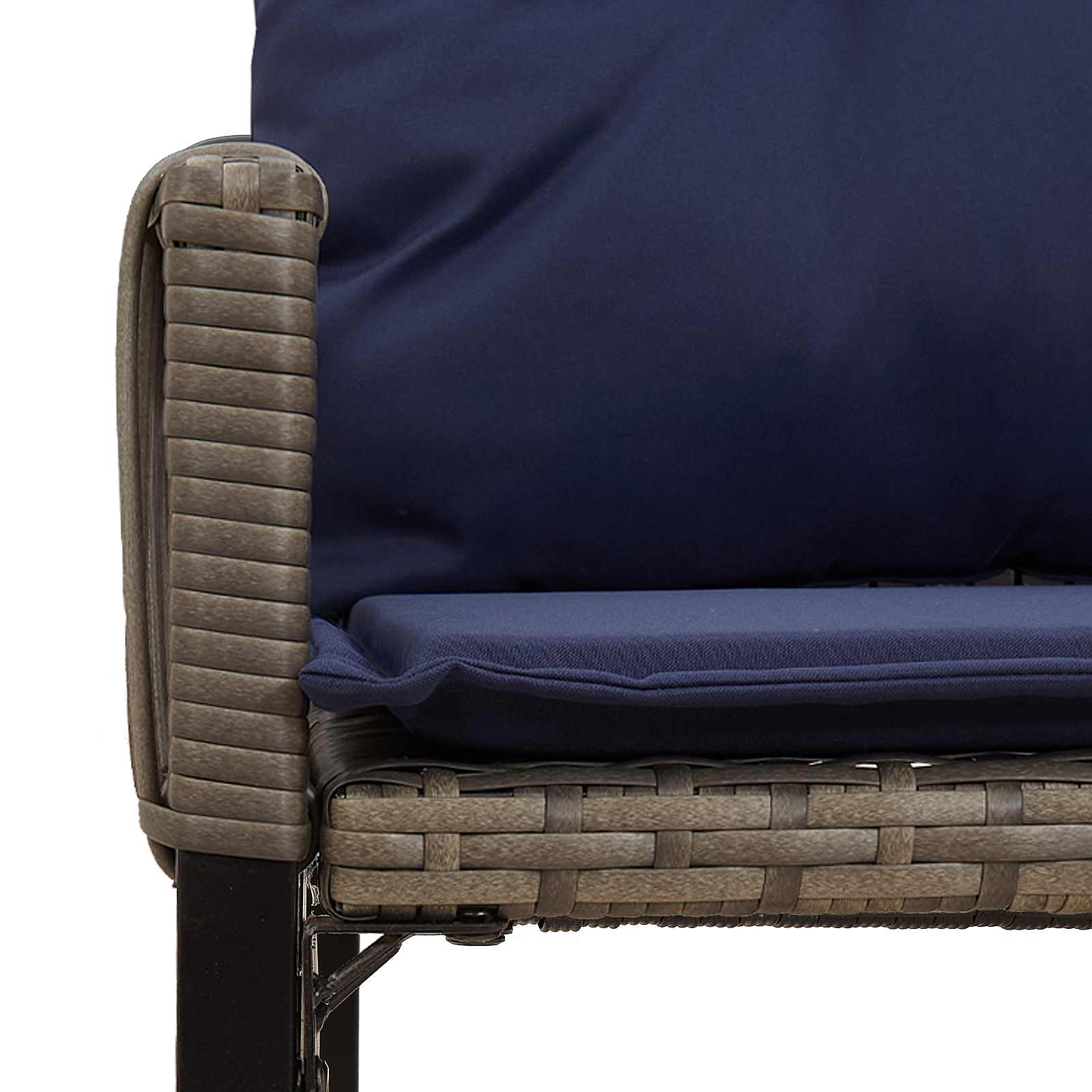 Gartenmöbel Set 7 pcs Grau und Marineblau Poly-Rattan