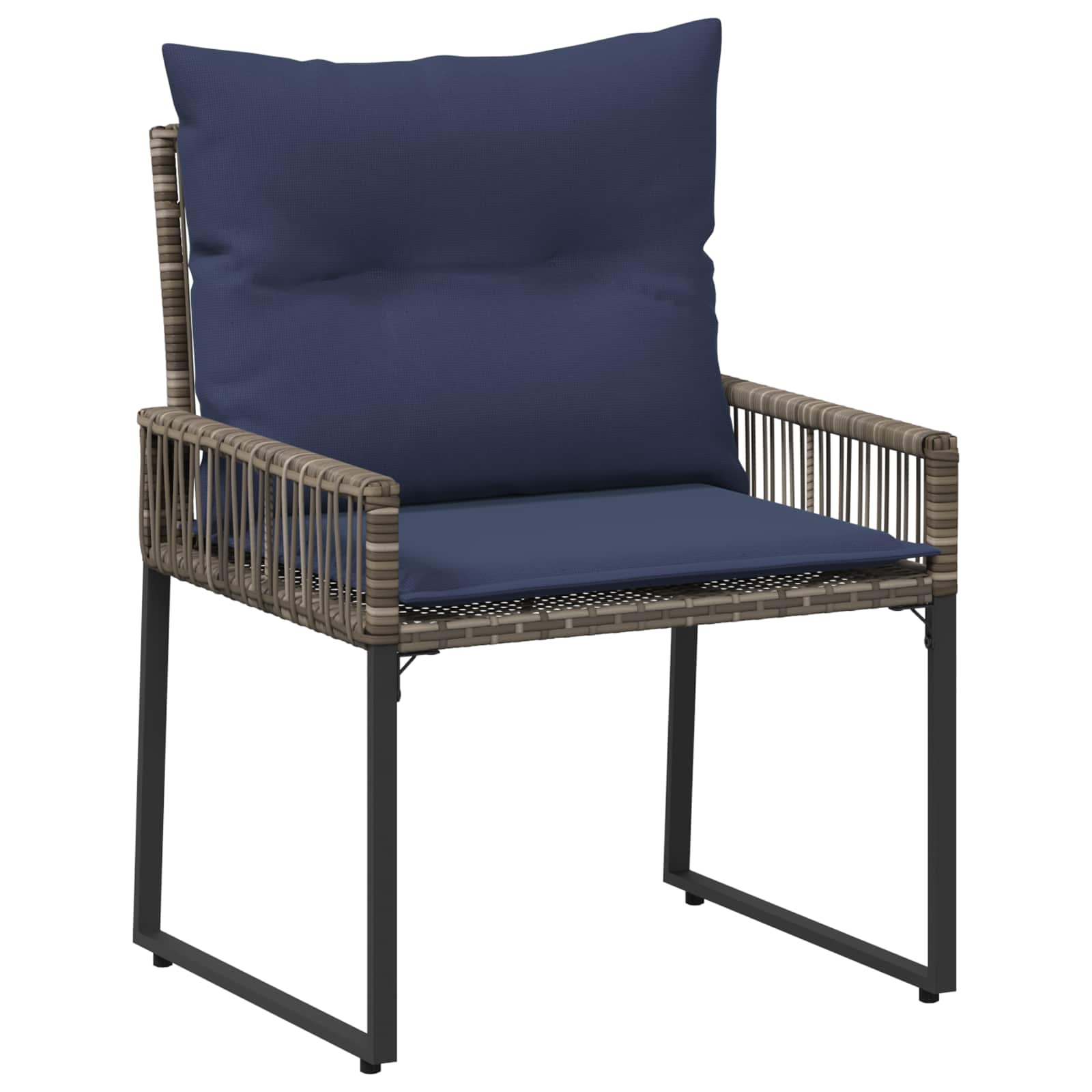 Gartenmöbel Set 7 pcs Grau und Marineblau Poly-Rattan