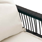 Bank Outdoor mit Kissen 4 pcs Schwarz und Cremeweiß Poly-Rattan