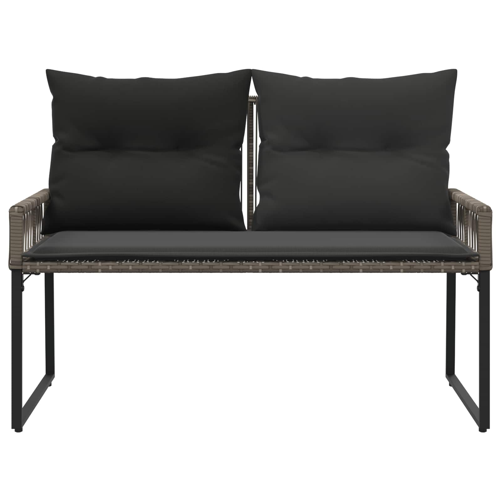 Bank Outdoor mit Kissen 4 pcs Grau und Dunkelgrau Poly-Rattan