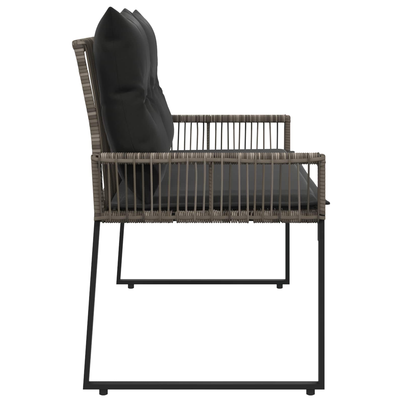 Bank Outdoor mit Kissen 4 pcs Grau und Dunkelgrau Poly-Rattan