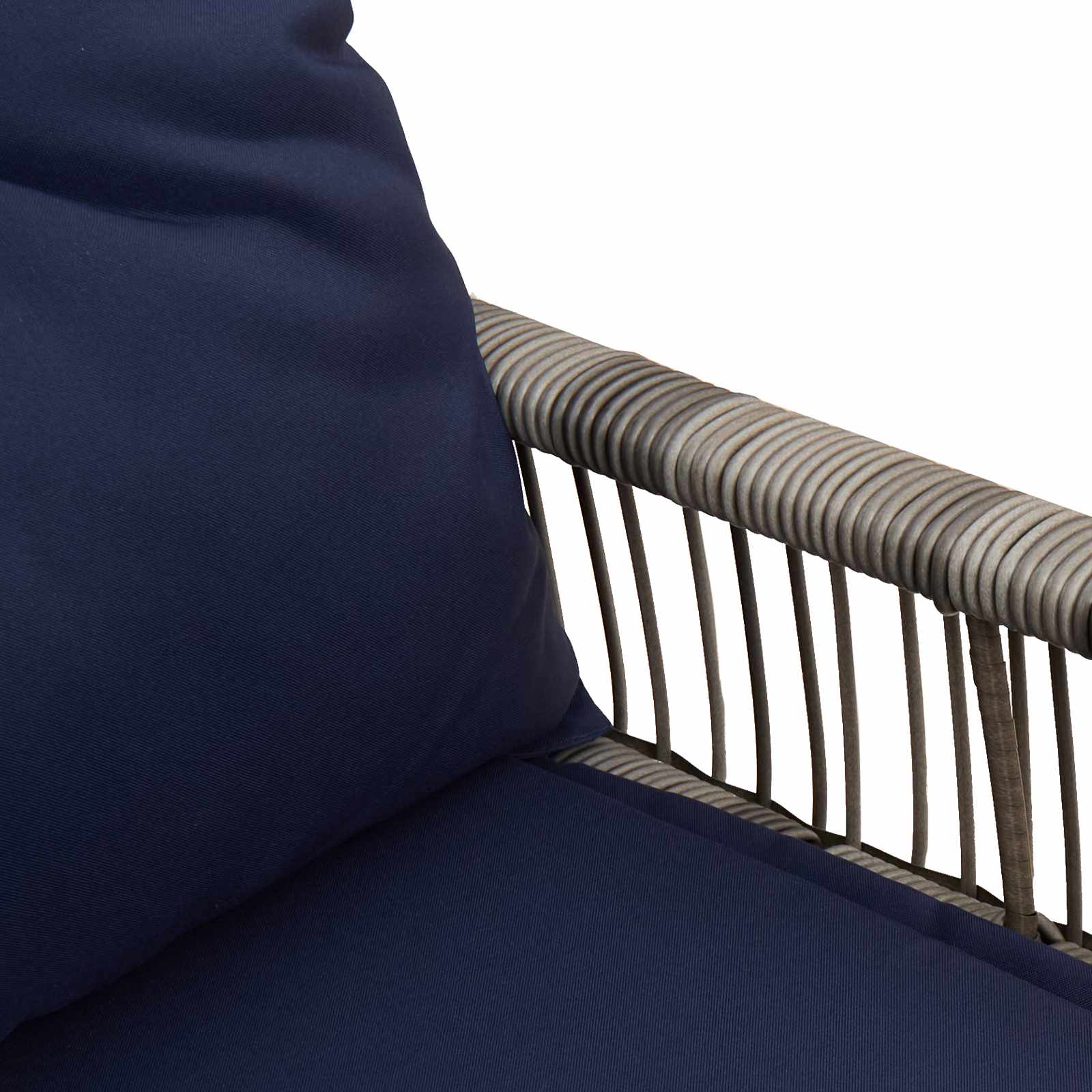 Bank Outdoor mit Kissen 4 pcs Grau und Marineblau Poly-Rattan