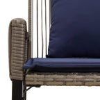 Bank Outdoor mit Kissen 4 pcs Grau und Marineblau Poly-Rattan