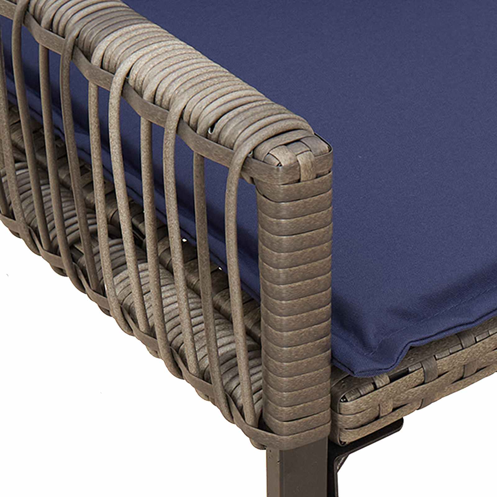 Bank Outdoor mit Kissen 4 pcs Grau und Marineblau Poly-Rattan