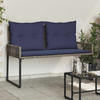 Bank Outdoor mit Kissen 4 pcs Grau und Marineblau Poly-Rattan