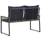 Bank Outdoor mit Kissen 4 pcs Grau und Marineblau Poly-Rattan