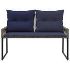 Bank Outdoor mit Kissen 4 pcs Grau und Marineblau Poly-Rattan
