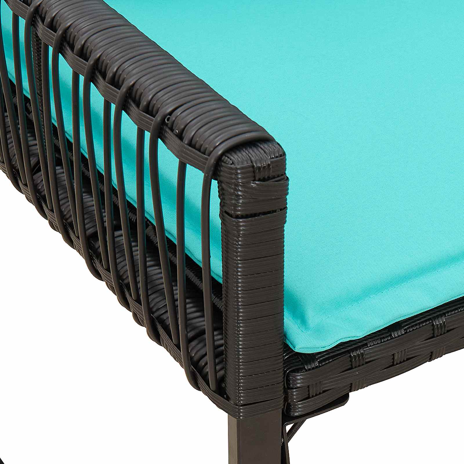 Bank Outdoor mit Kissen 4 pcs Schwarz und Türkis Poly-Rattan