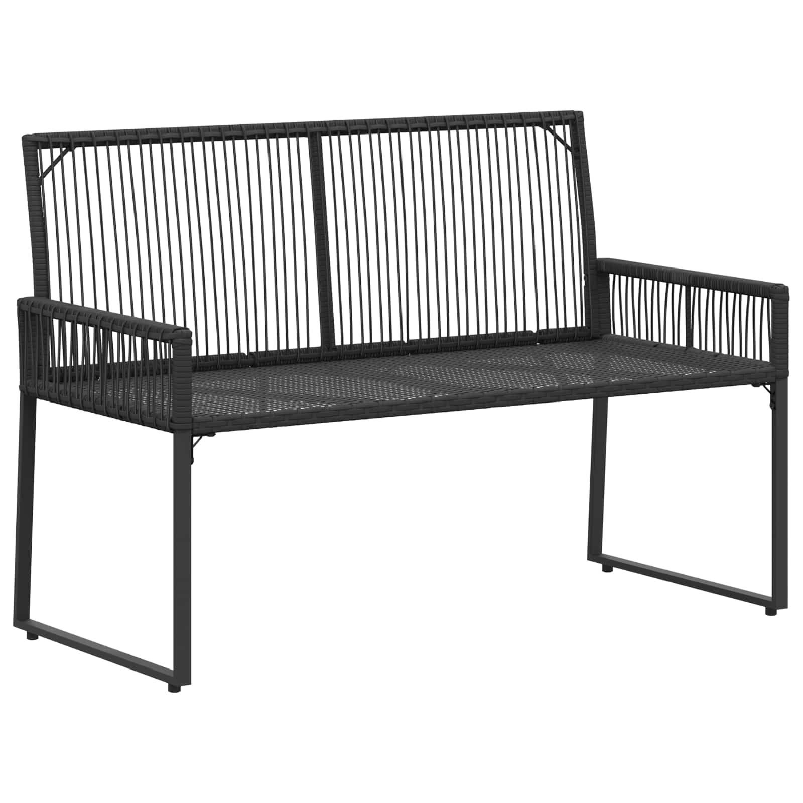 Bank Outdoor mit Kissen 4 pcs Schwarz und Türkis Poly-Rattan