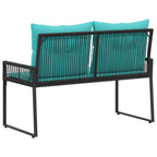 Bank Outdoor mit Kissen 4 pcs Schwarz und Türkis Poly-Rattan