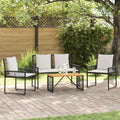 Gartenmöbel-Set mit Kissen 4 pcs Schwarz und Cremeweiß