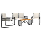 Gartenmöbel-Set mit Kissen 4 pcs Schwarz und Cremeweiß