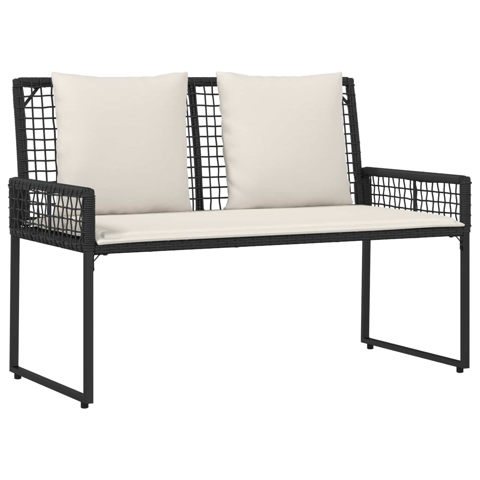 Gartenmöbel-Set mit Kissen 4 pcs Schwarz und Cremeweiß