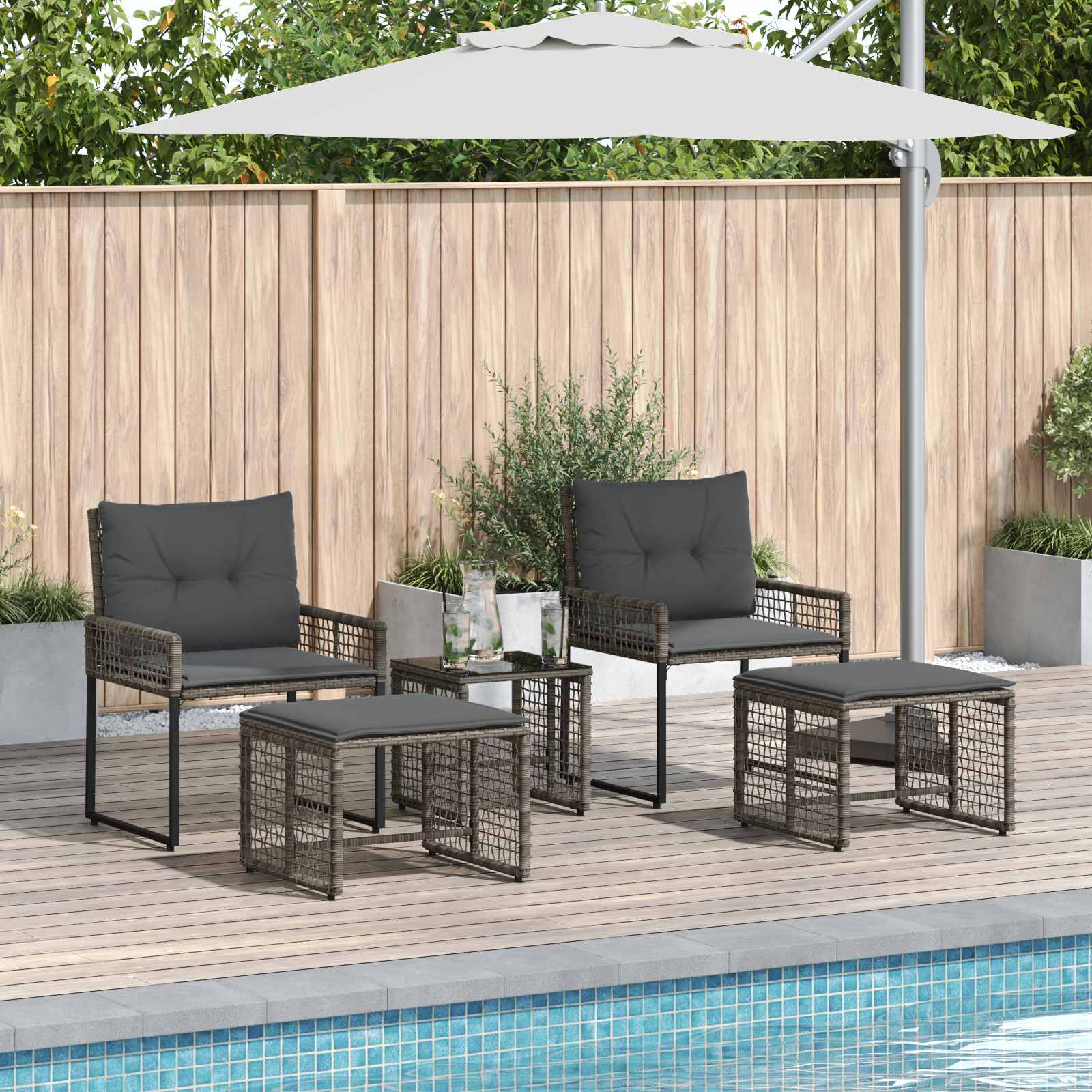 Gartenmöbel-Set mit Kissen 5 pcs Grau