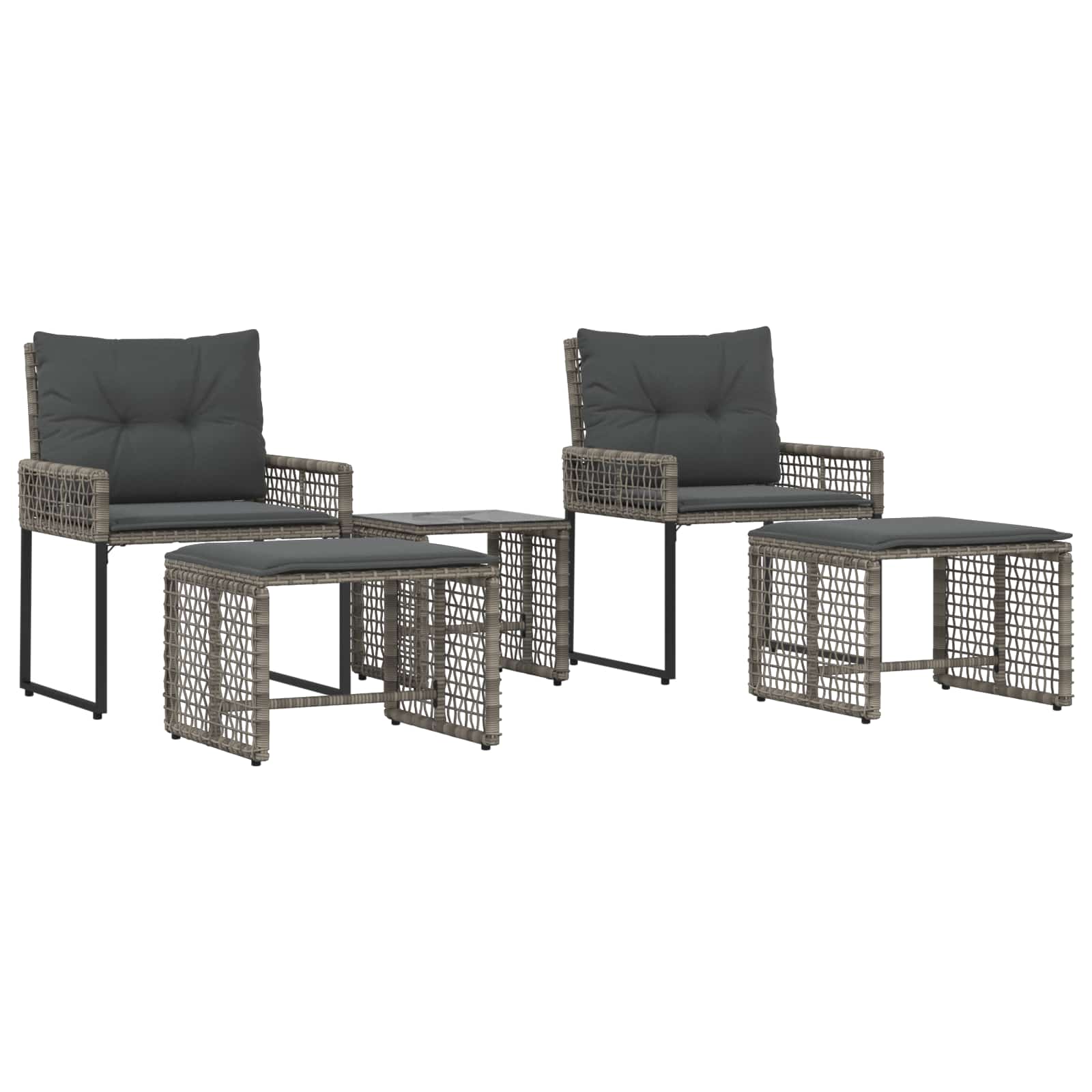 Gartenmöbel-Set mit Kissen 5 pcs Grau