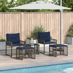 Gartenmöbel-Set mit Kissen 5 pcs Grau und Marineblau
