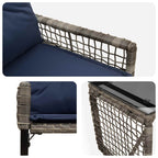 Gartenmöbel-Set mit Kissen 3 pcs Grau und Marineblau