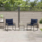 Gartenmöbel-Set mit Kissen 3 pcs Grau und Marineblau