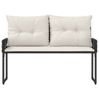 Bank Outdoor mit Kissen Schwarz und Cremeweiß 118 x 55 x 82 cm