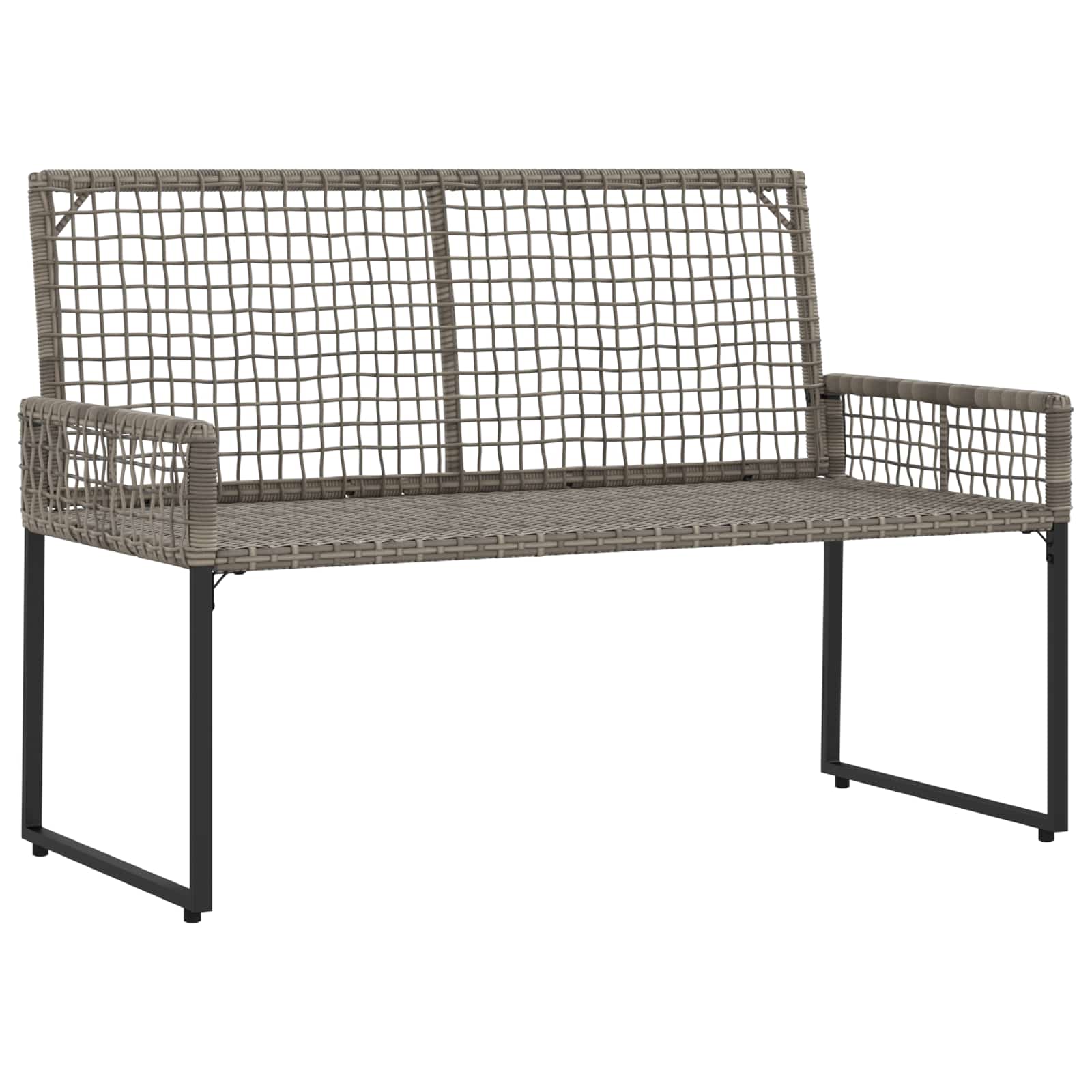 Bank Outdoor Grau 118 x 55 x 82 cm PE-Rattan und Stoff