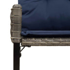 Bank Outdoor mit Kissen Grau und Marine 118 x 55 x 82 cm