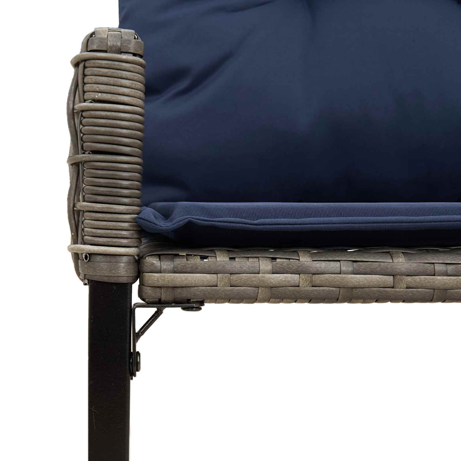 Bank Outdoor mit Kissen Grau und Marine 118 x 55 x 82 cm