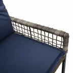 Bank Outdoor mit Kissen Grau und Marine 118 x 55 x 82 cm