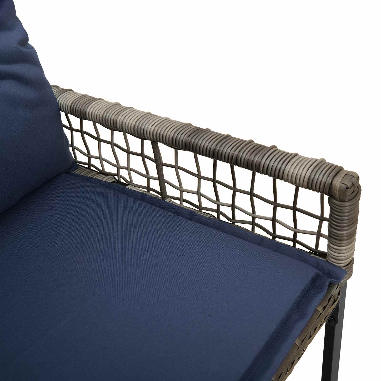 Bank Outdoor mit Kissen Grau und Marine 118 x 55 x 82 cm
